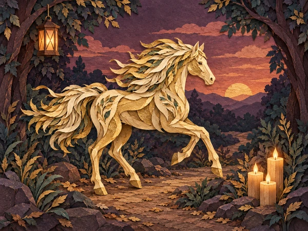 Year of the Horse, in cut paper